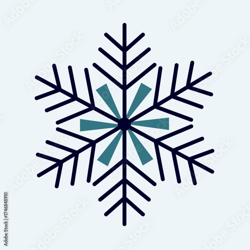 Hand Drawn Snowflake Vector, Unique Winter Ice Crystal Outline Illustration, Editable Line Design for Holiday Invitation and Seasonal Graphic Projects