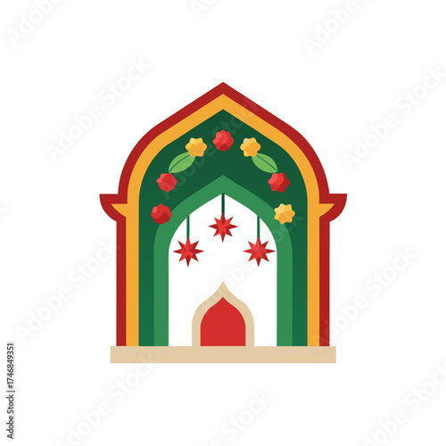 christmas alcove niche decorations on white background
