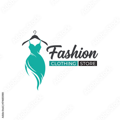 Elegant Fashion Clothing Store Logo with Stylized Dress