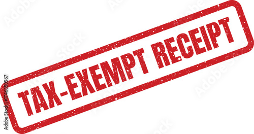 Textured red stamp impression with distinct uppercase lettering TAX EXEMPT RECEIPT displayed diagonally, indicating a transaction free from taxation