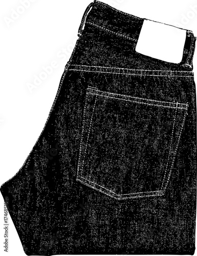 Dark raw selvedge denim jeans texture