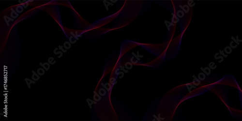 Blue and red life line design gradient wave music modern black background science geometric illustrations vector