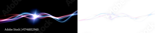 Colorful Light Waves Flowing in a Dynamic Motion Abstract Design Display on Black and Transparent Background, cutout, png