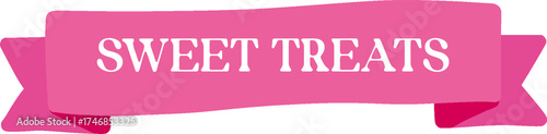 Decorative Pink Ribbon Banner with 'Sweet Treats' Text.