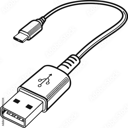 usb cable on white background