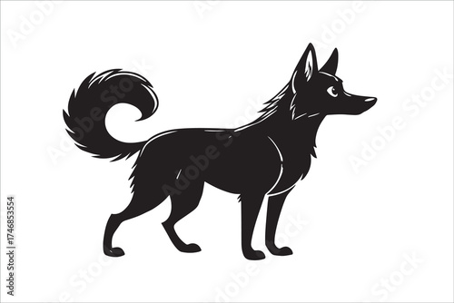 Minimal Black Dog Silhouette Vector Illustration