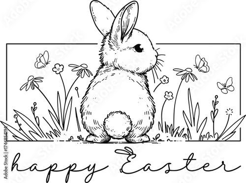 Happy Easter SVG, Easter SVG, Floral Bunny SVG, Spring Svg,Easter rabbit svg