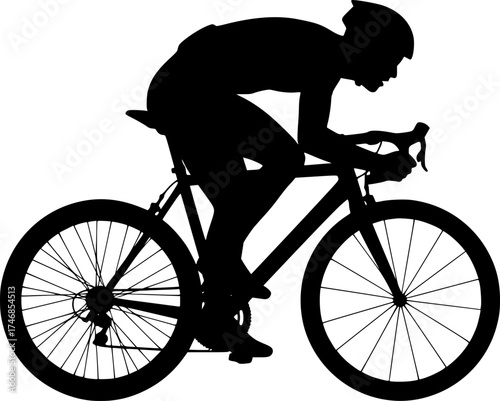 high quality race bicyclist silhouette - vector. Transparent background PNG, cutout
