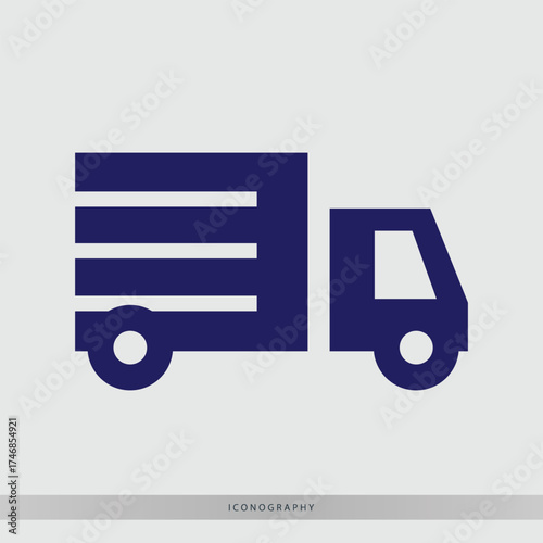 Modern blue delivery truck icon symbolizing fast logistics, shipping, and efficient transportation solutions for global commerce.