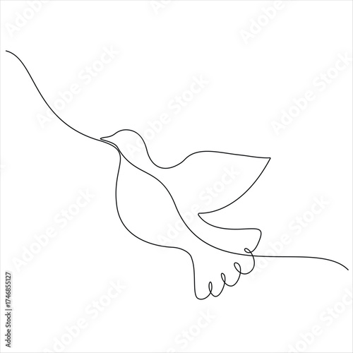 Continuous line drawing of flying bird minimalist bird pigeon outline style illustration