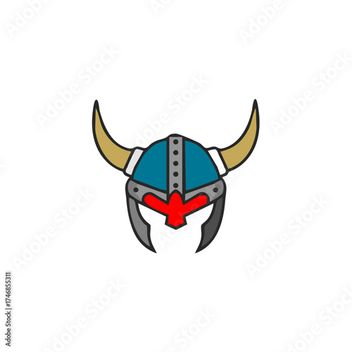 Evil red bull devil skull with horns, an isolated vector illustration perfect as a Halloween icon or viking symbol