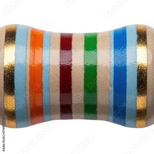 Electronic Resistor with Color Code Bands Macro Shot Isolated on White Background