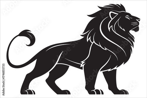 Bold Lion Silhouette Logo with Clean Lines and Sharp Shapes