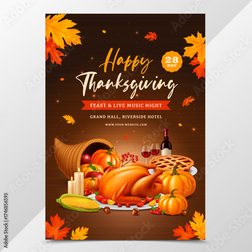 Thanksgiving Poster for Feast and Event Celebration