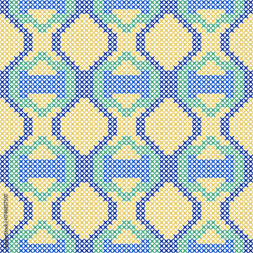Seamless retro geometric vector pattern with rhombus and square shapes for vintage wallpaper and fabric design