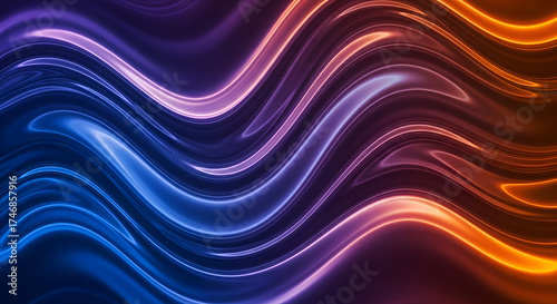 Abstract Dynamic Flowing Wave Line Art with Vibrant Gradient Color Background
