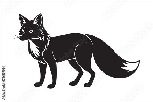 Bold Black and White Animal Silhouette with Sharp Shapes