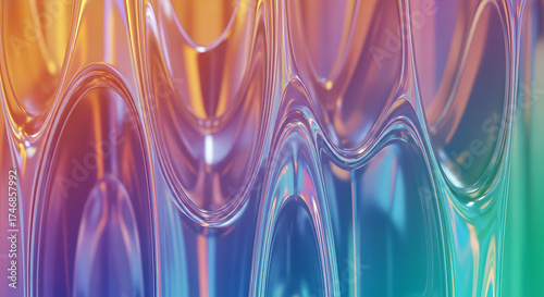 Abstract Colorful Liquid Flow Gradient Background with Smooth Wave Pattern