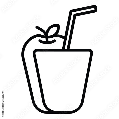 apple juice vector line art icon