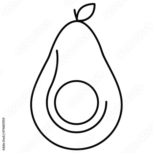 avocado vector line art icon