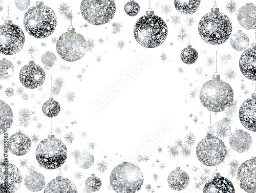 19. Sparkling ornaments in a circular pattern on a white background