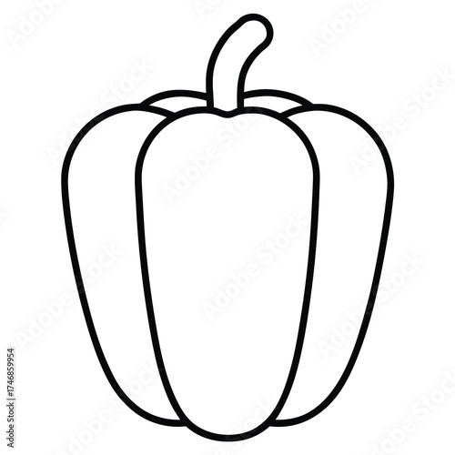 bell pepper green vector line art icon