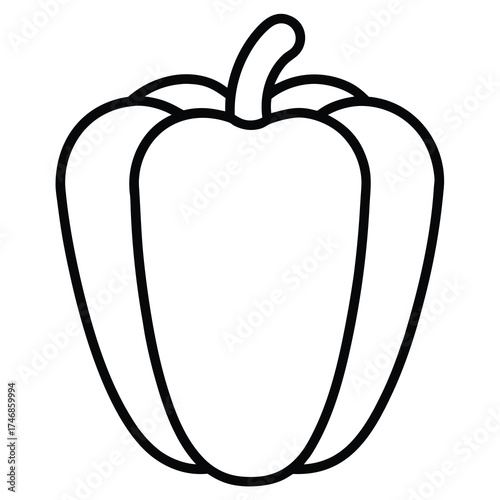 bell pepper red vector line art icon
