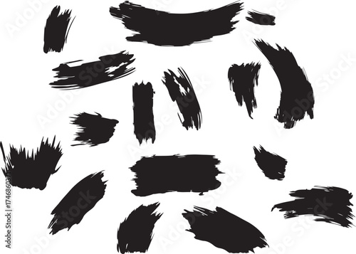 Hand Drawn Ink Brush Strokes and Lines Vector Set — Artistic Paint Brushes, Abstract Strokes and Grunge Elements on Transparent Background