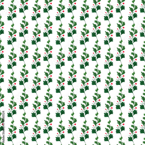 Wallpaper Mural Holly Leaf Pattern Wallpaper With Green Vines And Red Berries For Seasonal Decor Torontodigital.ca