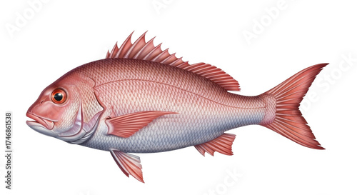 Tableau sur toile Isolated illustration of a northern red snapper fish, an important food source f
