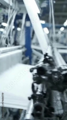 Dynamic industrial machine weaving fabric in modern textile factory for innovative manufacturing processes and automation solutions