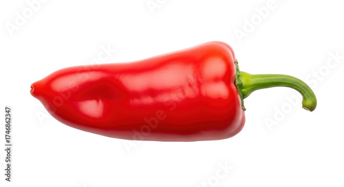Isolated red bell pepper with green stem and smooth skin for gourmet recipes and culinary arts © Paul