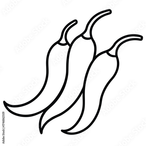 chili bunch vector line art icon