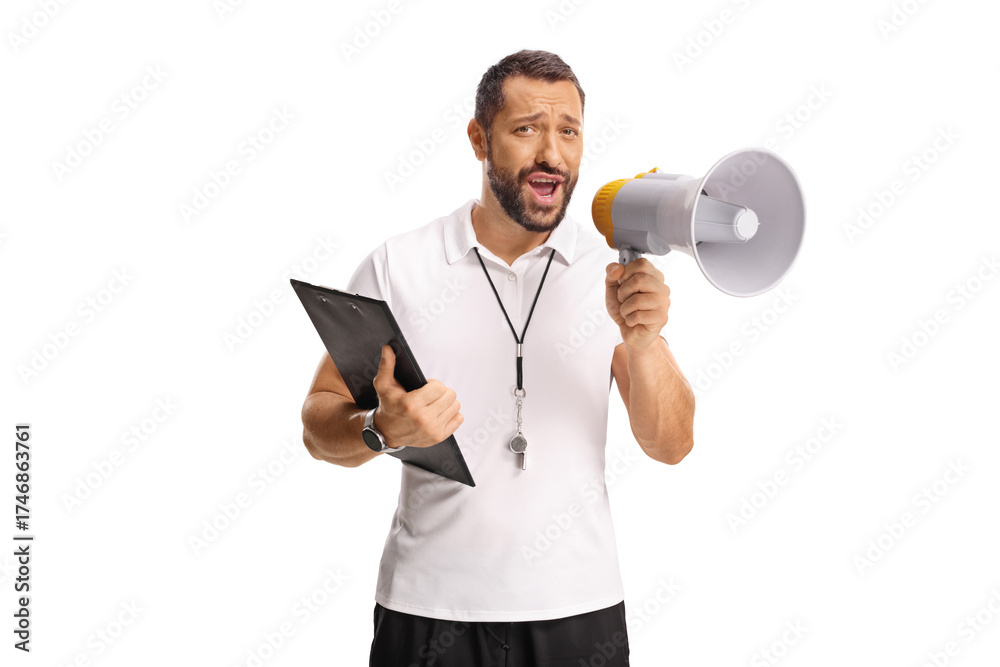 Fototapeta premium Sports coach using a megaphone