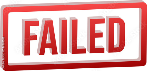 3D Crimson Red FAILED Text Design Isolated on Transparent Background
