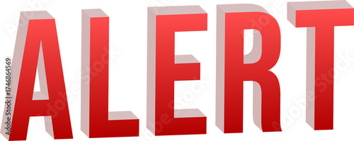 3D Fiery Red ALERT Text Design Isolated on Transparent Background