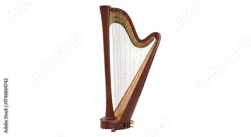 Isolated Celtic folk harp for orchestral symphony, folk music, orchestra performance, concert