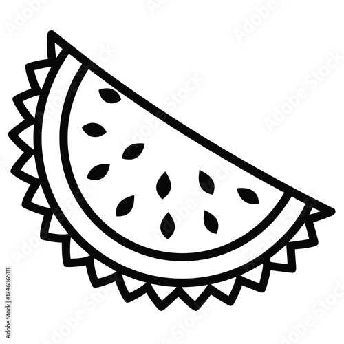 durian slice vector line art icon