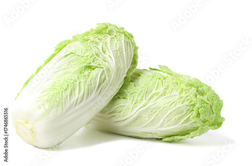  heads of Chinese cabbage stacked on top of each other. isolated on white background.