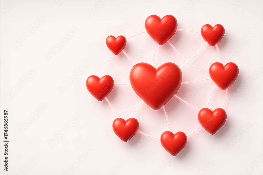 Fototapeta premium Red Heart Connection Graphic Symbolizing Love, Relationships, and Emotional Bonds