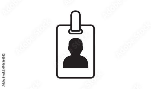 Simple icon of a person silhouette on an identification badge