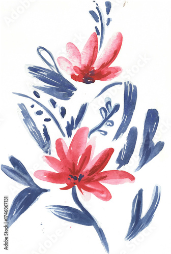 watercolor abstract seamless hand drawn floral motif print. Pattern 