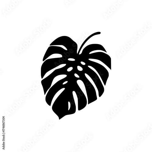 Stunning monstera leaf silhouette, modern tropical design element for contemporary layouts and trendy designs