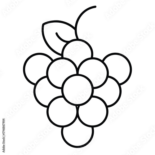 grapes vector line art icon