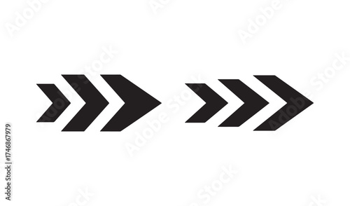 Two black triple chevron arrows isolated on white background