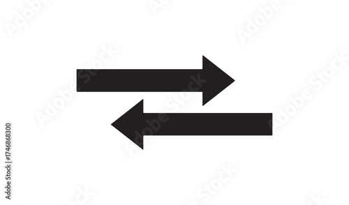 Two horizontal arrows facing opposite directions isolated on white background