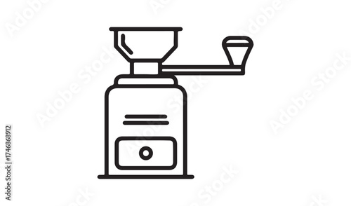 Manual coffee grinder isolated on white background drawing