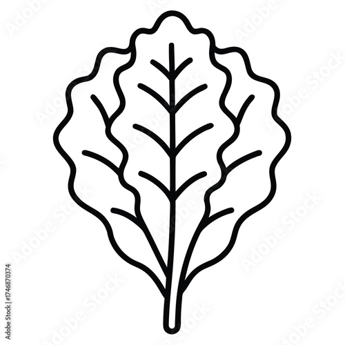 kale leaf vector line art icon