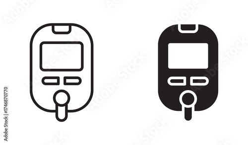 Glucometer icon set, Blood glucose meter test icon, vector illustration .  