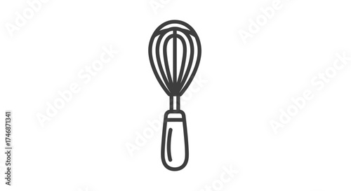 Simple Line Art Illustration of a Kitchen Whisk.